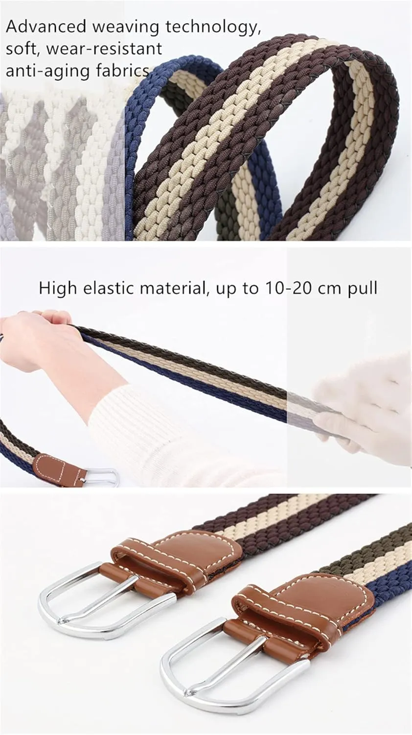 Mens Women Belts Stretch Braided Web Woven Elastic Belt for Casual Pants Jeans Dresses Perfect Belt Width 1.37"