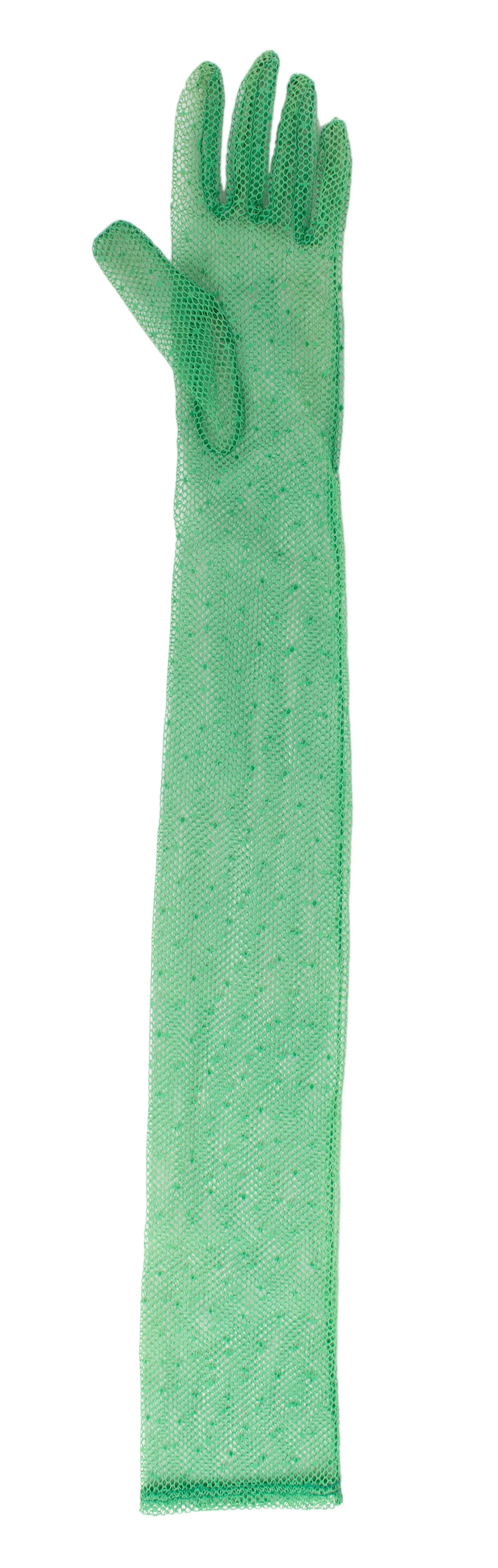 MIU MIU Green Mesh Star Mid Arm Gloves-7