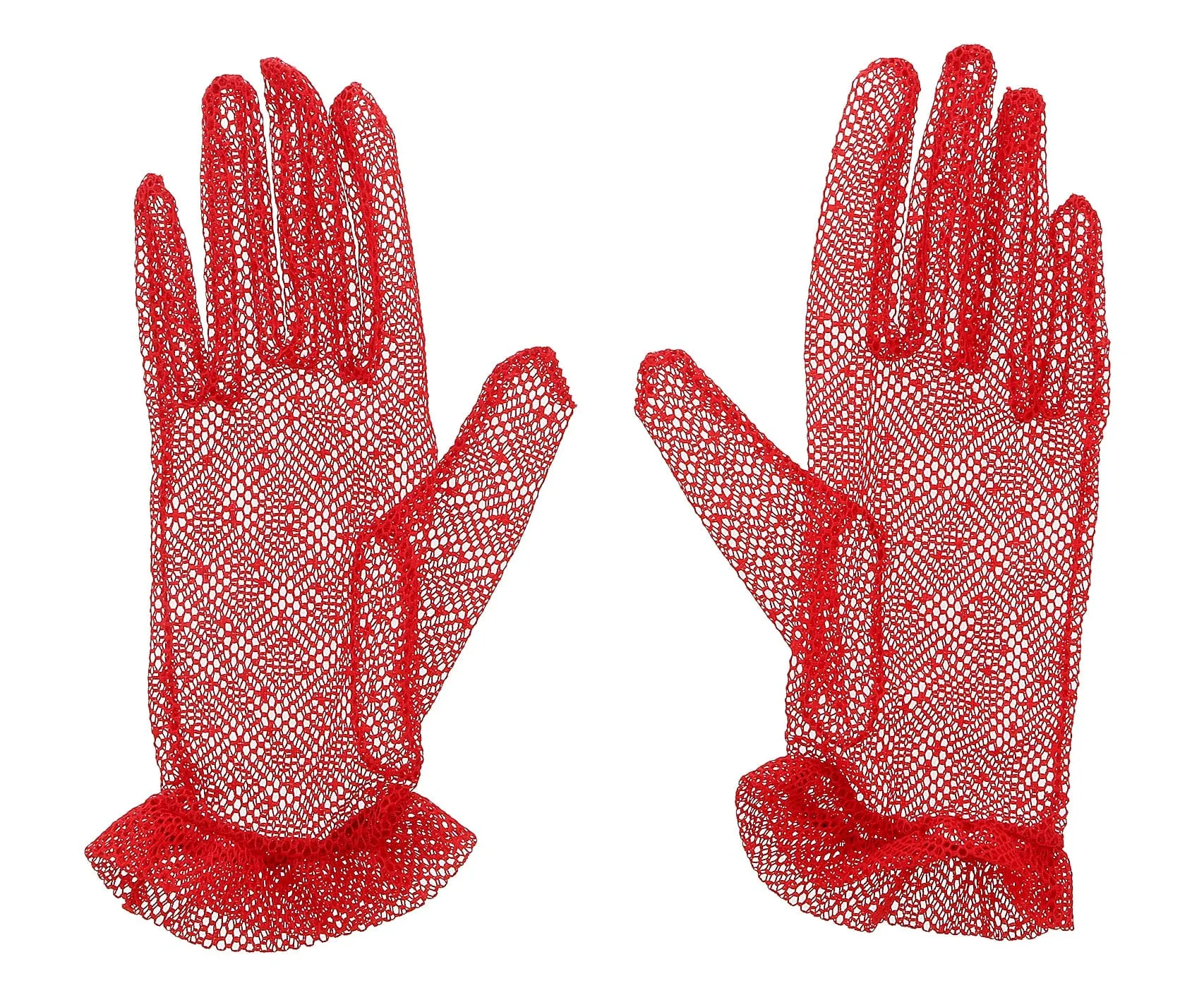 MIU MIU Red Mesh Star Mid Arm Gloves-7