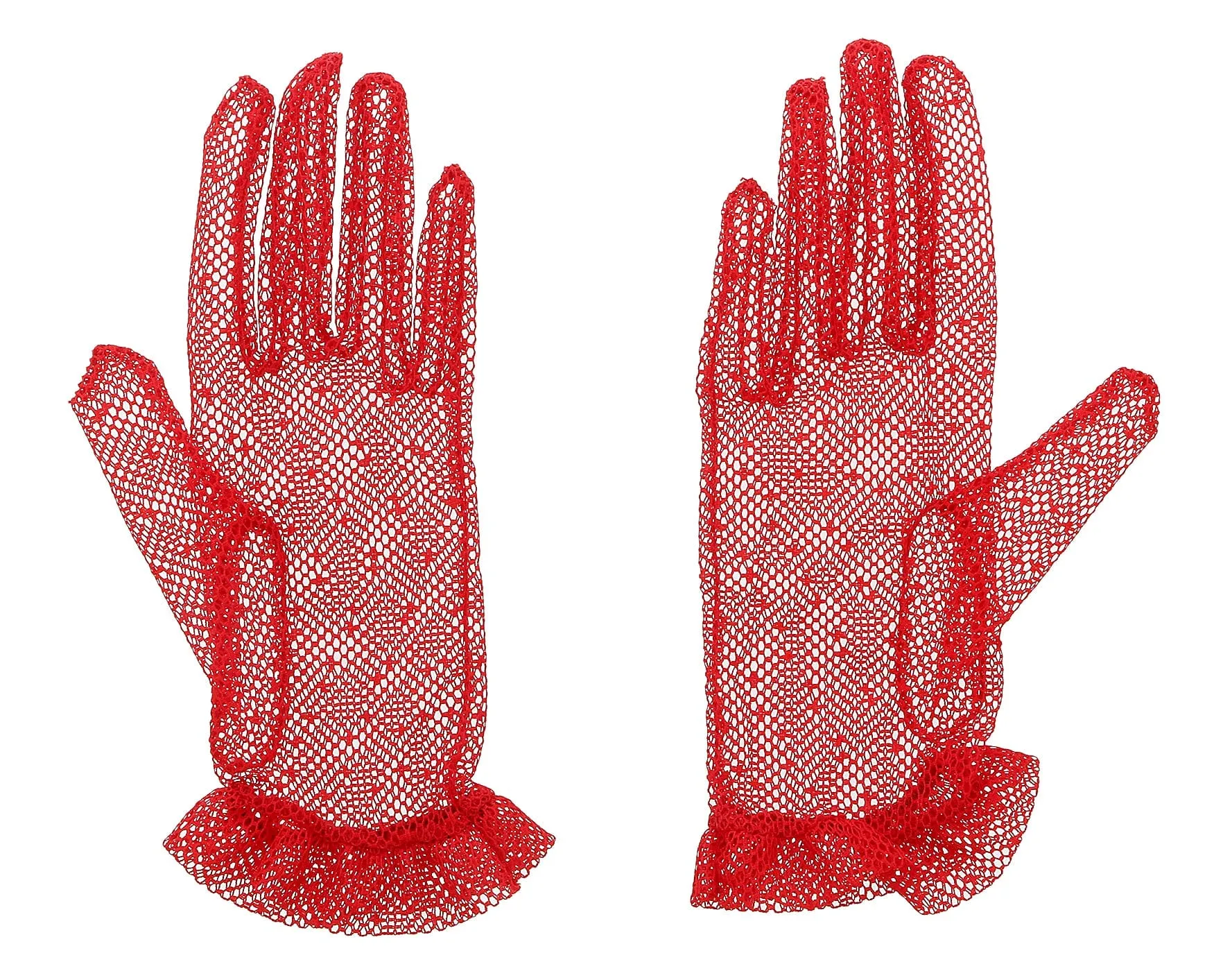 MIU MIU Red Mesh Star Mid Arm Gloves-7