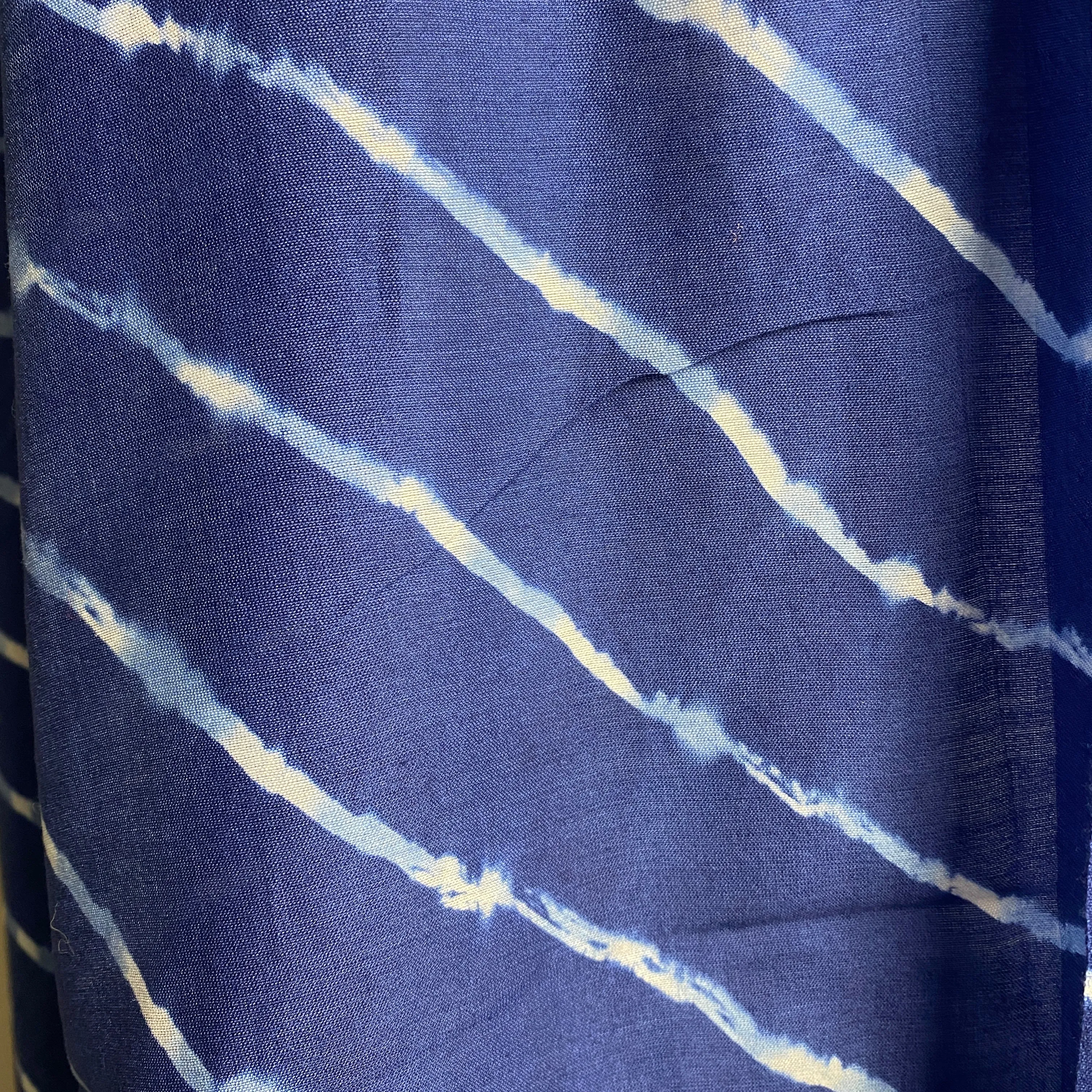 Navy Blues Silk/Cotton Shibori Undulating Stripes from India By the Yard # TK-51
