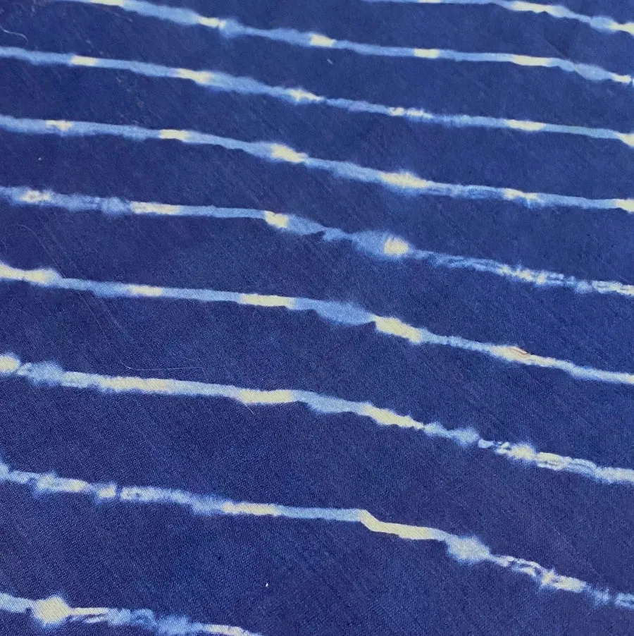 Navy Blues Silk/Cotton Shibori Undulating Stripes from India By the Yard # TK-51