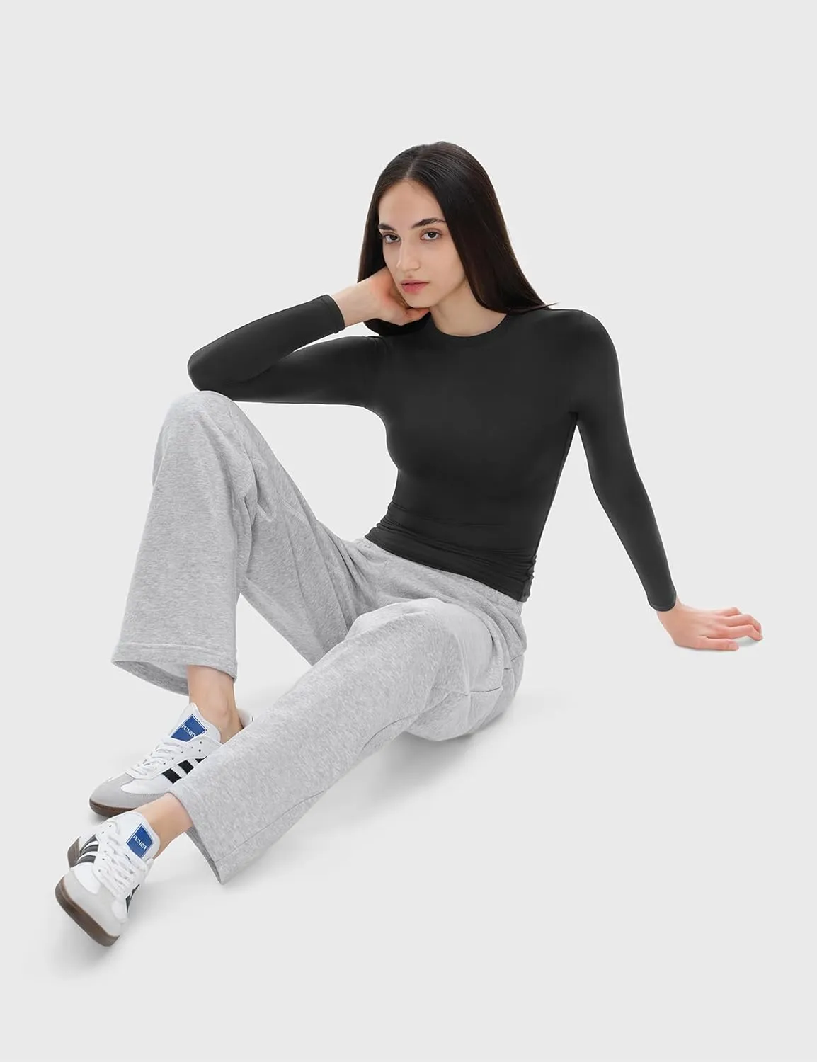 PUMIEY Women's Wide Leg Sweatpants Straight Baggy Sweat Pants High Waisted Lounge Pants Airy Collection