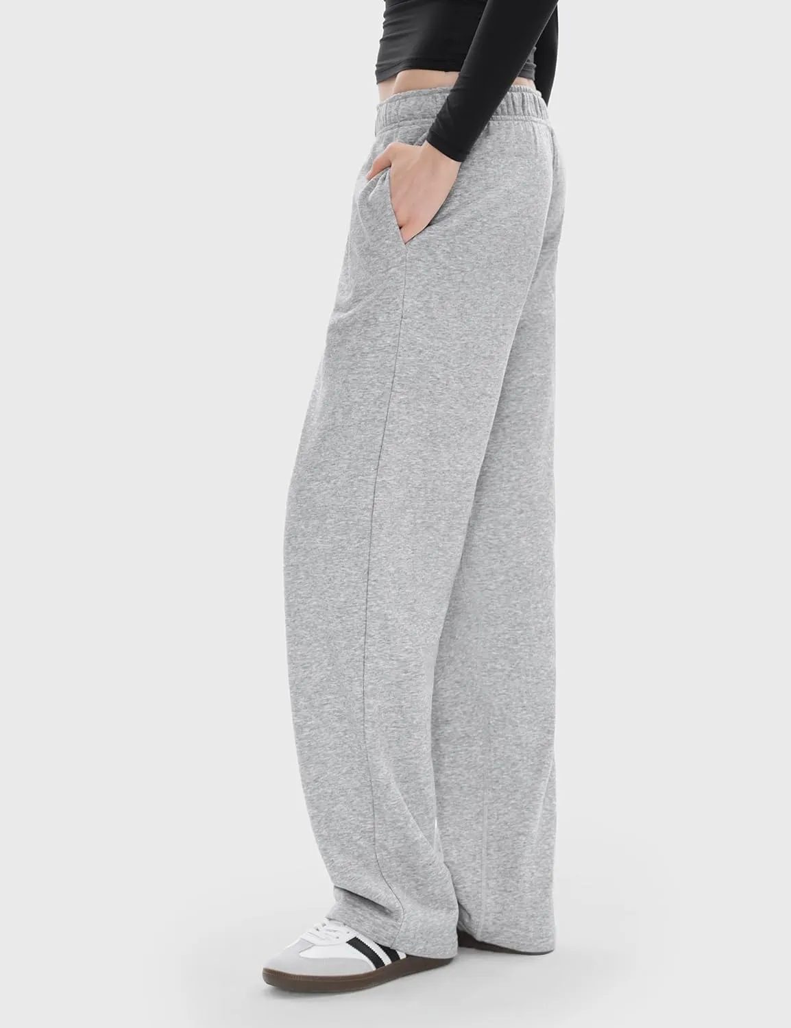 PUMIEY Women's Wide Leg Sweatpants Straight Baggy Sweat Pants High Waisted Lounge Pants Airy Collection