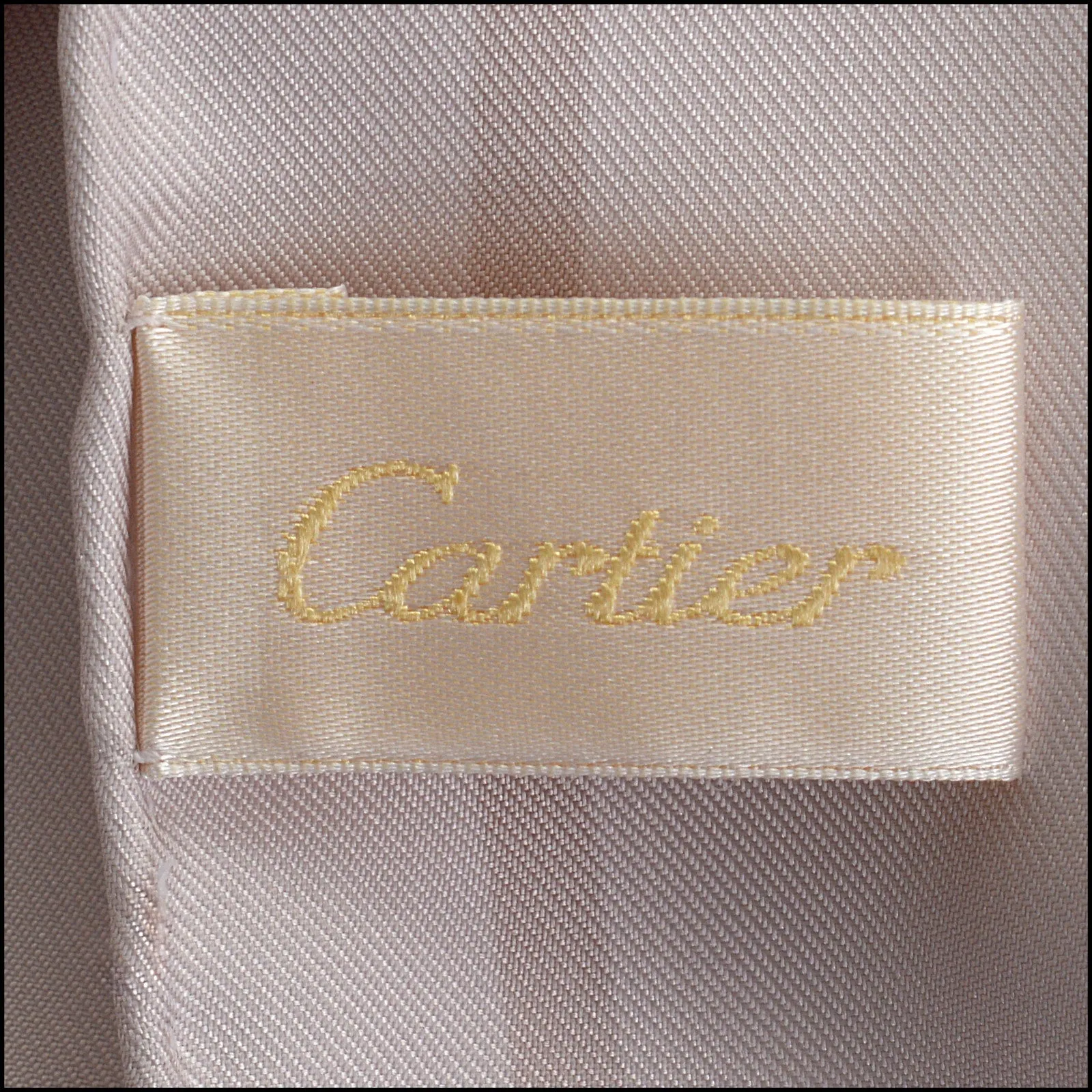 RDC14251 Authentic CARTIER Taupe Ribbons 90cm Silk Scarf