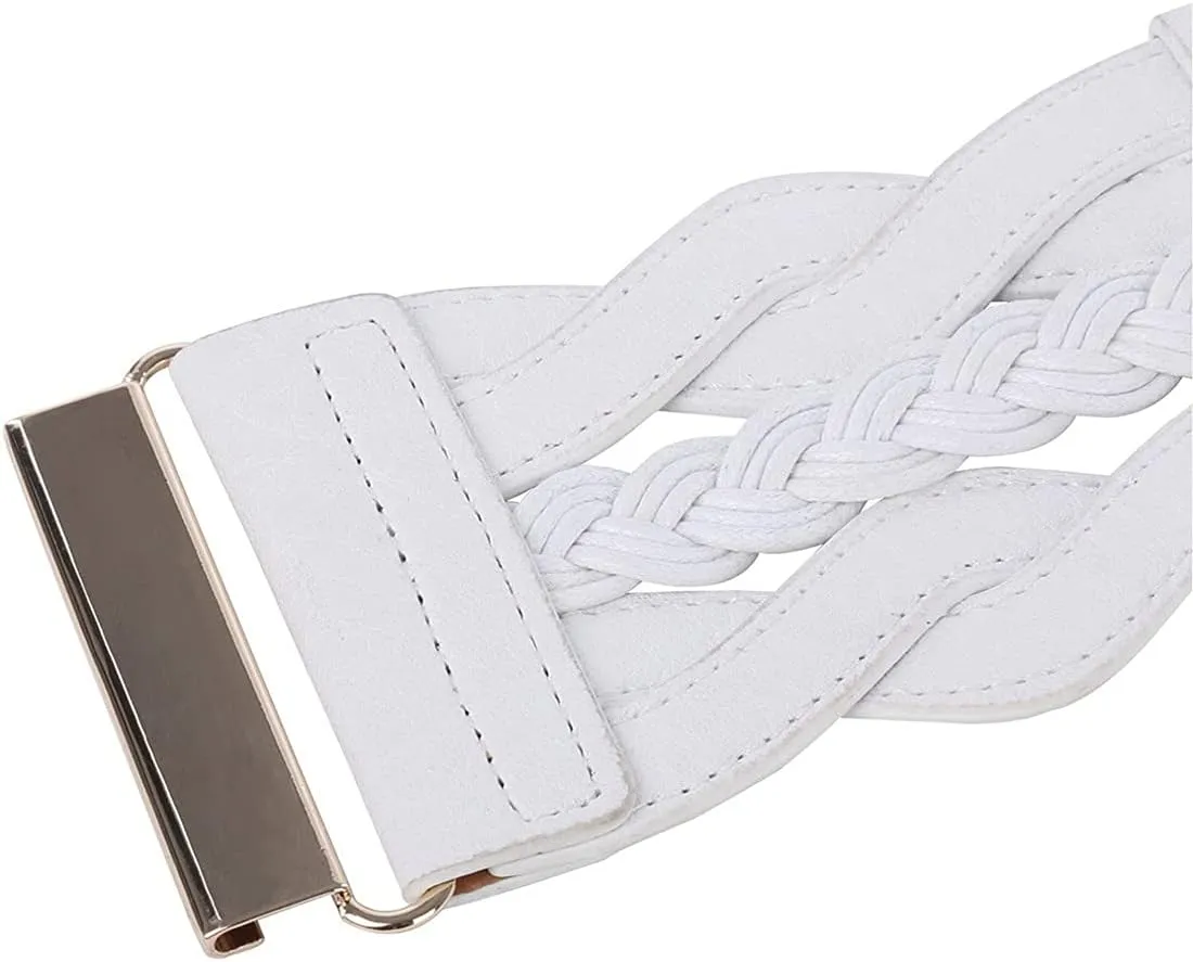 Retro Women's Woven Wide Waist Belt Elastic Stretch Cinch Belts