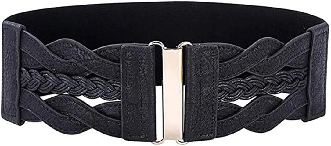 Retro Women's Woven Wide Waist Belt Elastic Stretch Cinch Belts