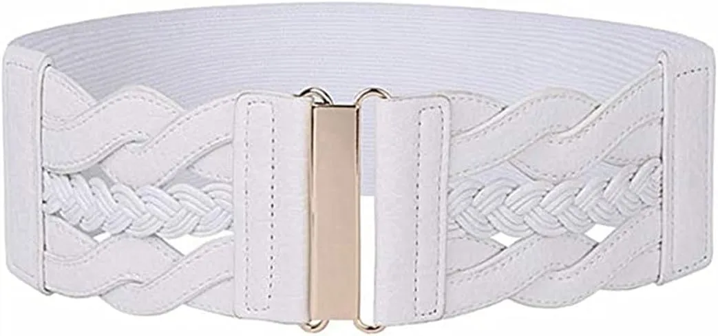 Retro Women's Woven Wide Waist Belt Elastic Stretch Cinch Belts