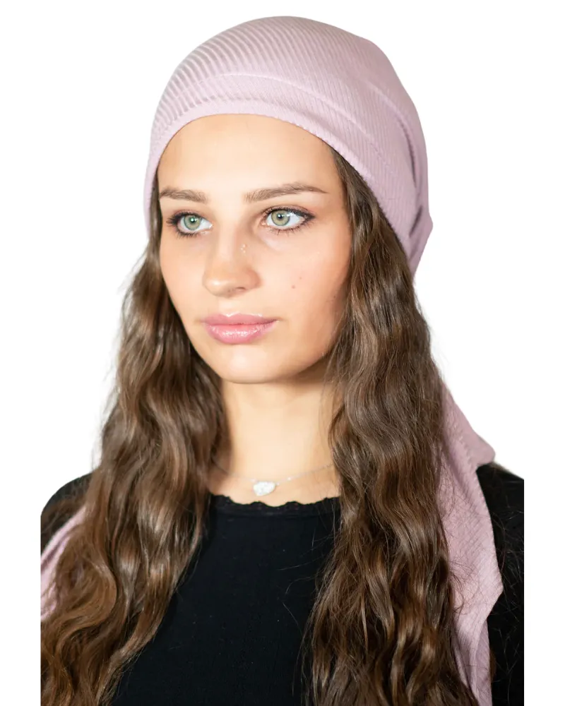 Ribbed Mauve Adjustable Pre-Tied Bandanna with Full Non Slip Grip