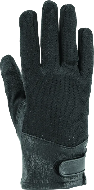 River Road Pecos Leather Mesh Gloves Black Womens - Large