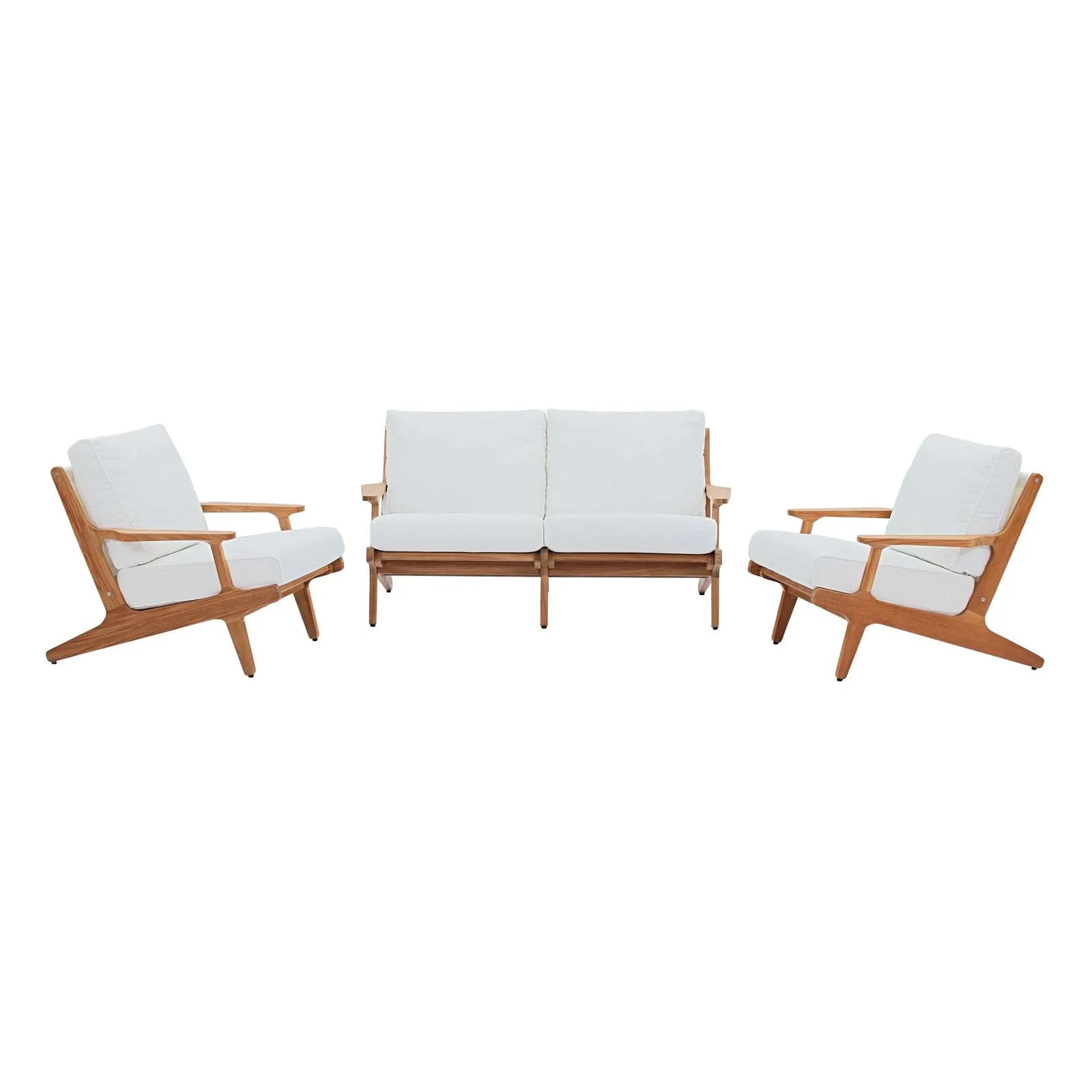 Saratoga  3 Piece Outdoor Patio Teak Set In Natural White