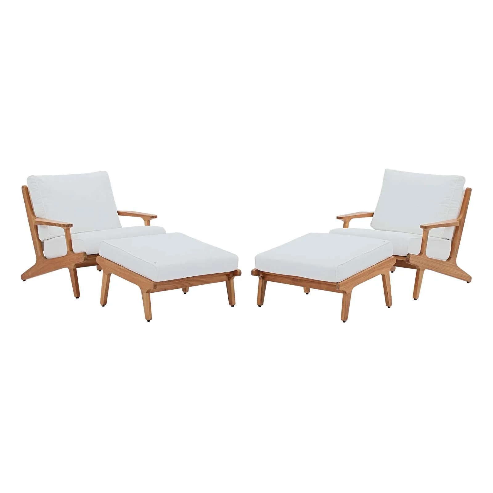Saratoga  4 Piece Outdoor Patio Teak Set In Natural White