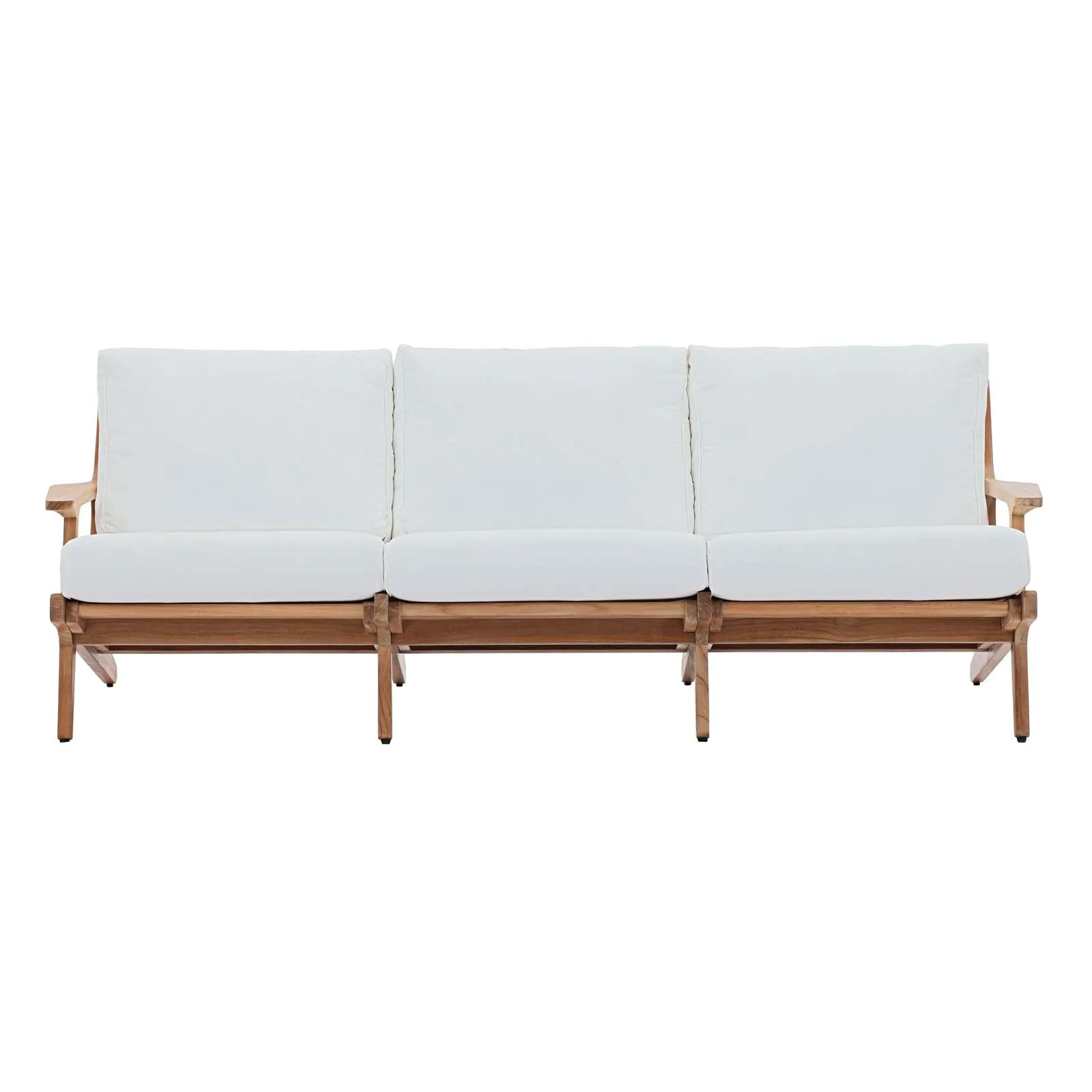Saratoga Outdoor Patio Premium Grade A Teak Wood Sofa In Natural White Tst
