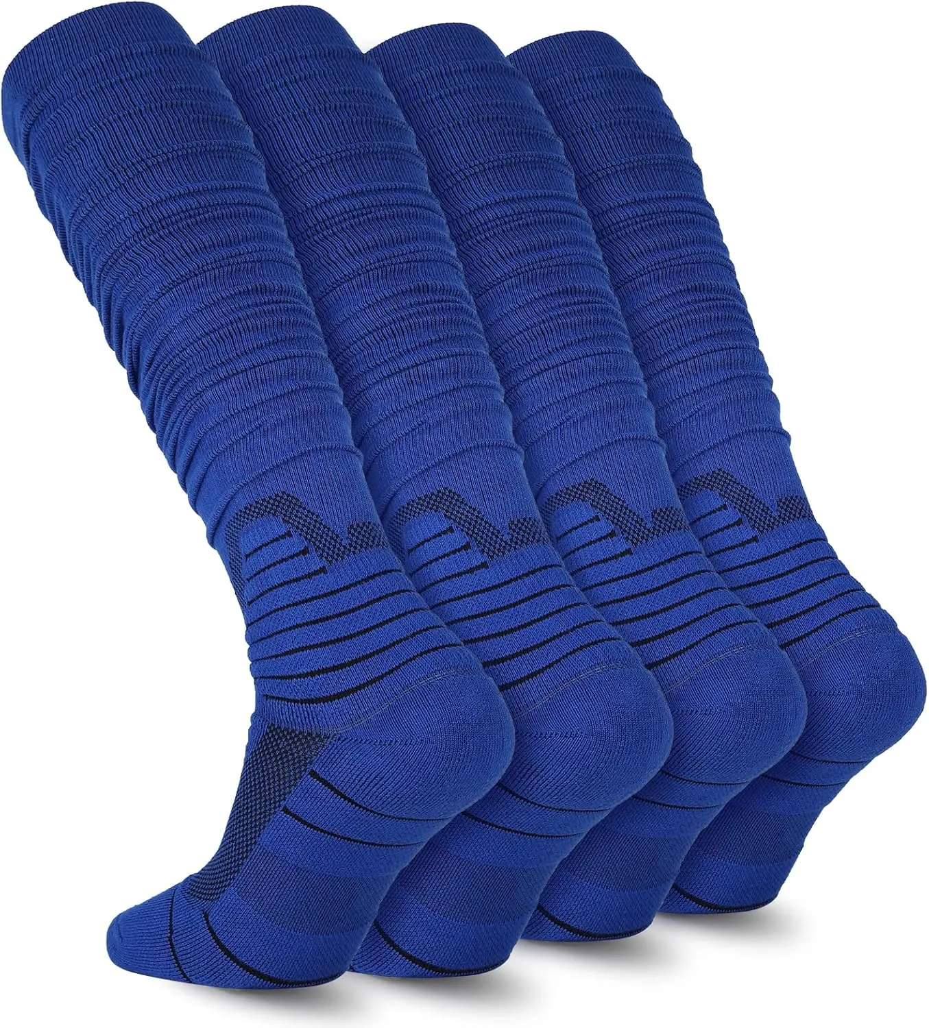 Scrunch Football Socks 2 Pack, Extra Long Padded Athletic Socks for Men & Women