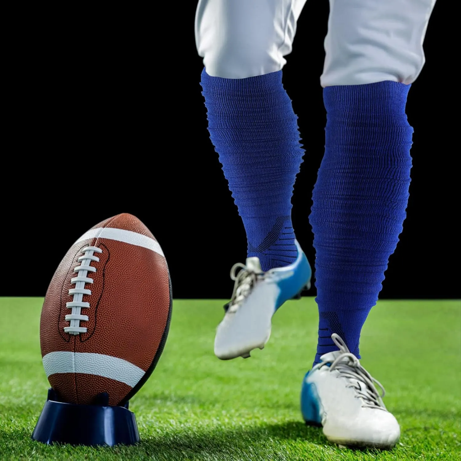 Scrunch Football Socks 2 Pack, Extra Long Padded Athletic Socks for Men & Women