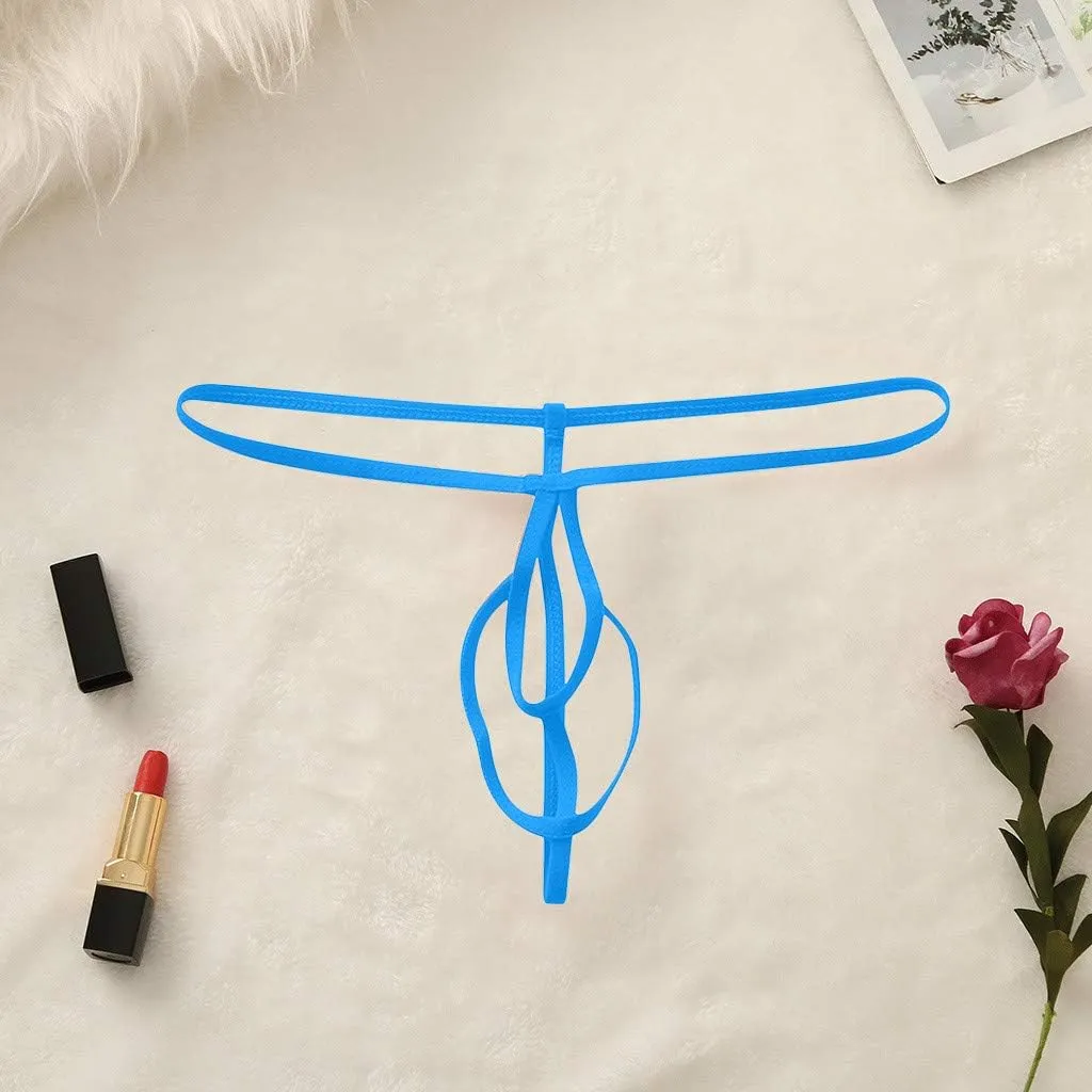 See Through Lingerie Lace Babydoll Underpants Bulge Underwear Stretch Bikini Mens Pouch Briefs Thong Sexy Underpants (Light Blue, One Size)