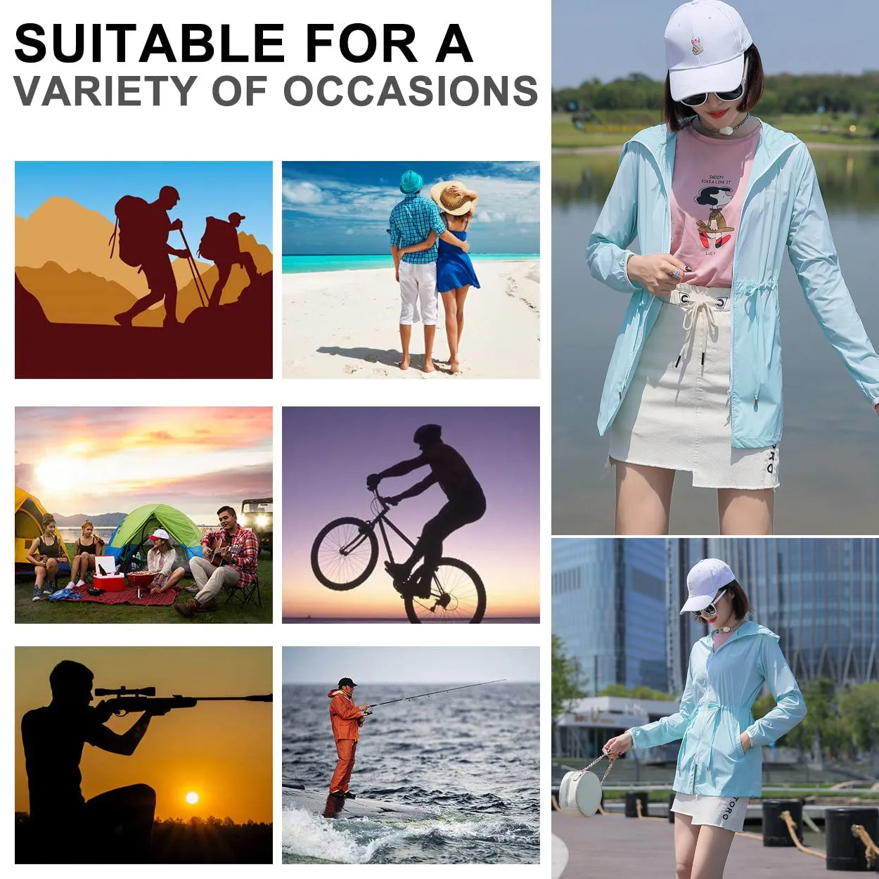 Sidiou Group Anniou New Anti UV Jacket Hoodie Utility Outdoor Activities Hiking Zipper Reflective Jacket Thin Sun Protection Hoodie