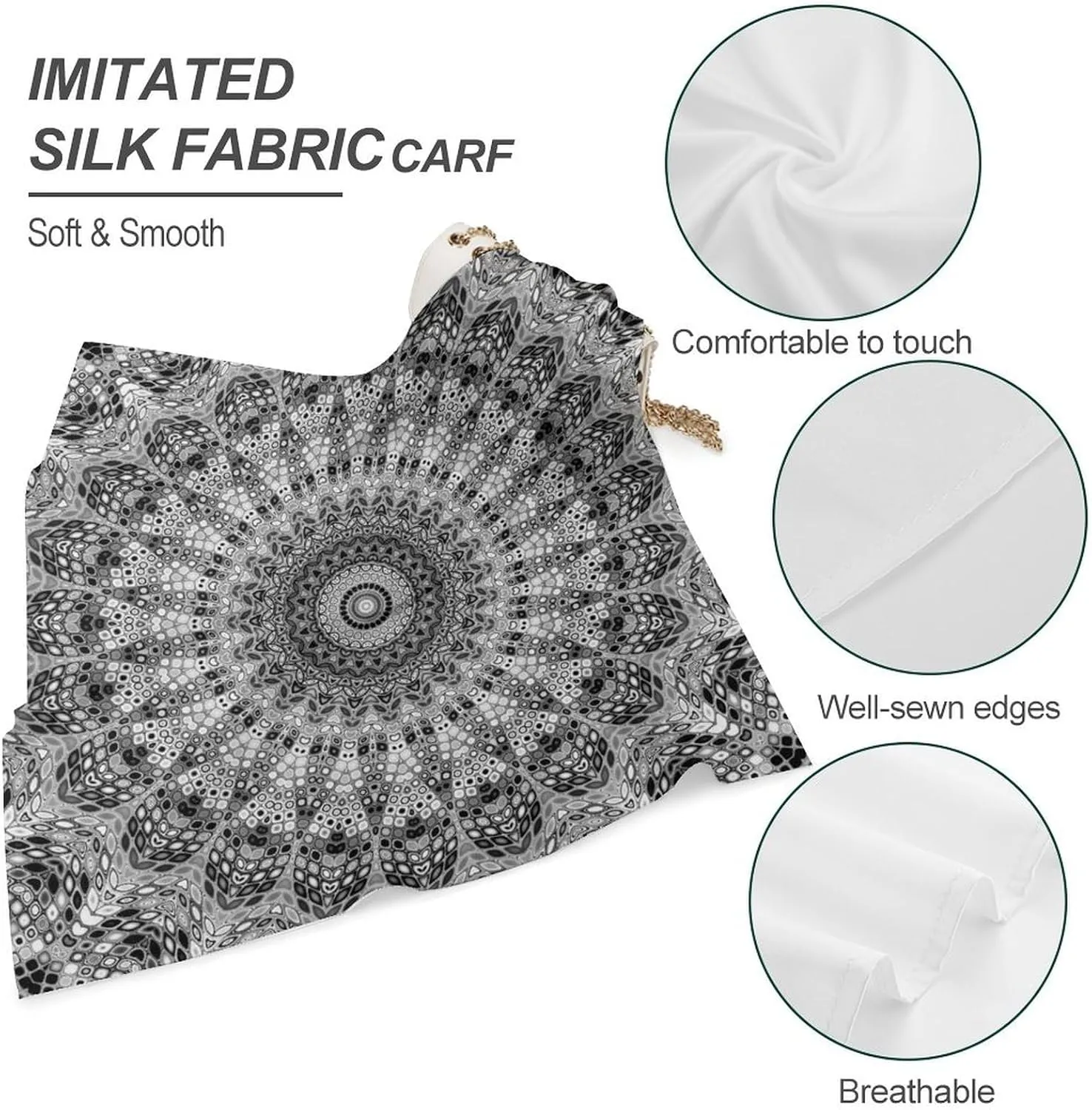 Square Women Silk Scarf Hair Wrap Shawl Chiffon Stole Scarves Headscarf