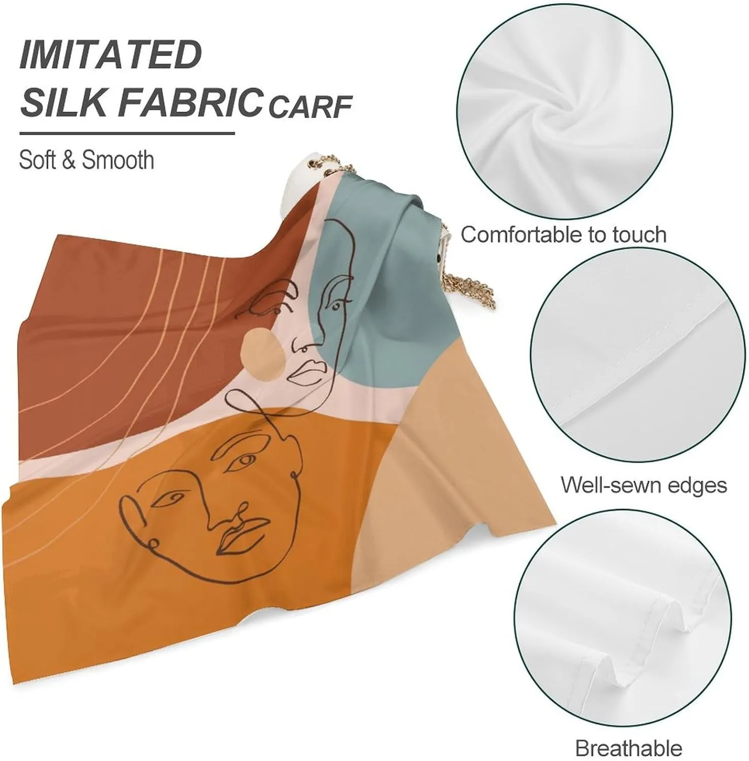 Square Women Silk Scarf Hair Wrap Stole Scarves Shawl Chiffon Headscarf