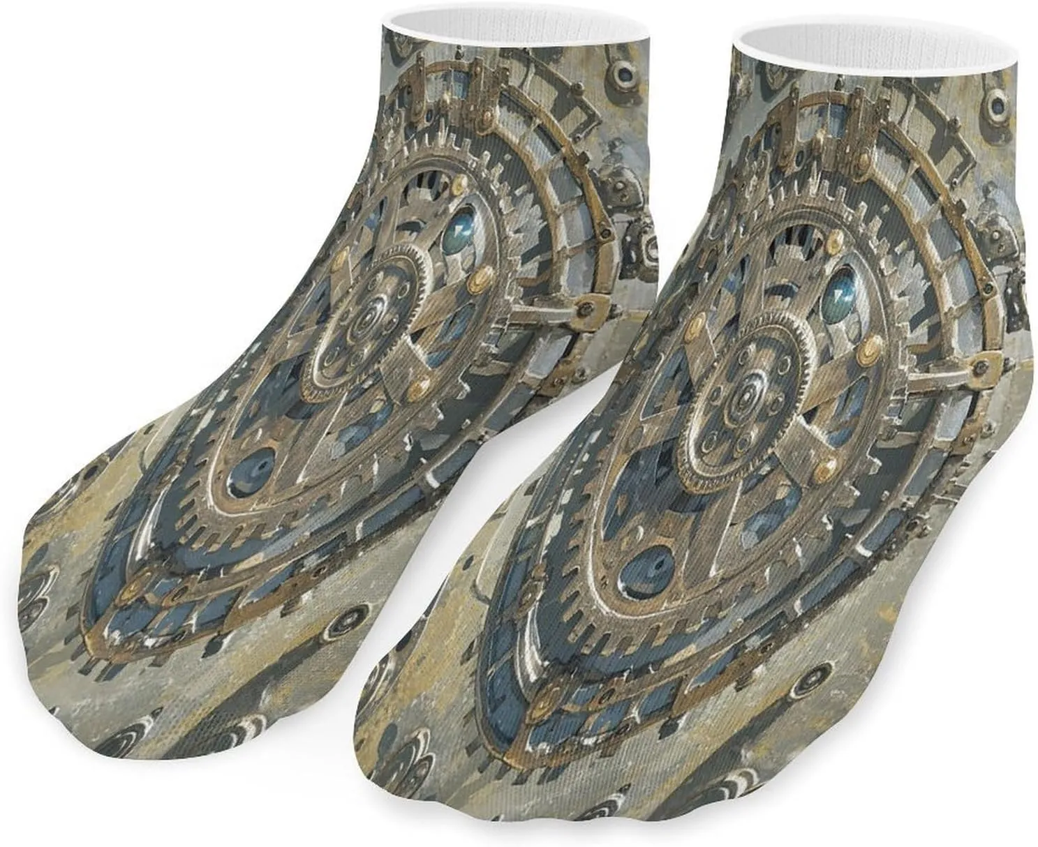 Steampunk Mechanical Gears Socks Low Cut Ankle Short Sock Novelty Casual Invisible Liner Socks for Men Women