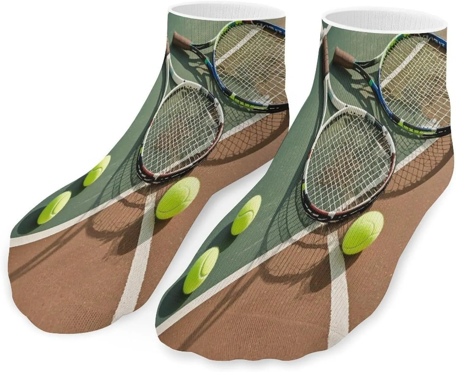 Tennis Racquets And Tennis Balls Socks Low Cut Ankle Short Sock Novelty Casual Invisible Liner Socks for Men Women