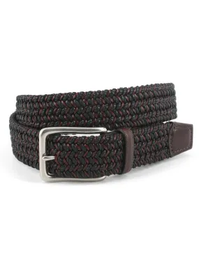 Torino Leather Italian Woven Cotton & Leather Belt in Black/Brown