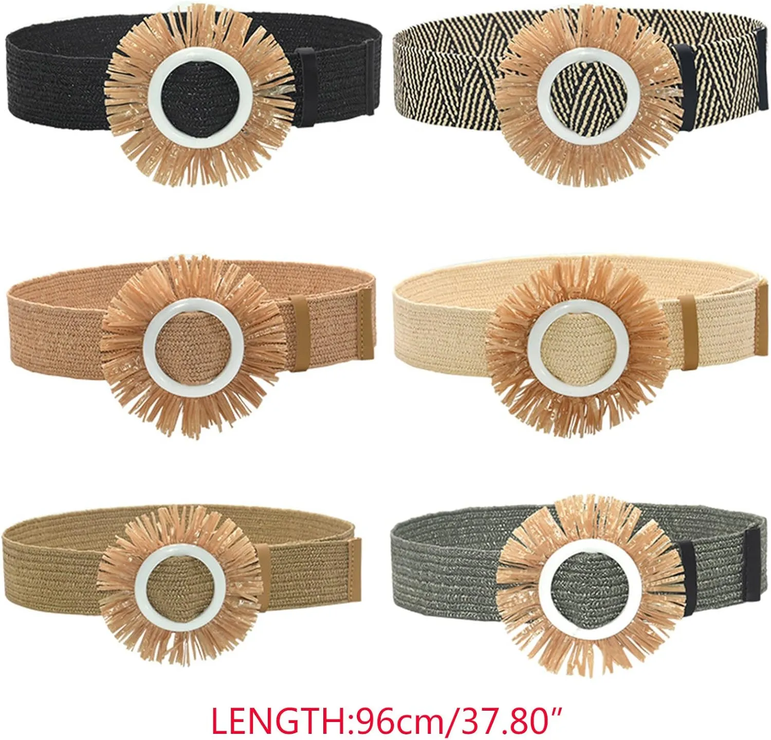 Women Belt Straw Woven Elastic Braided Stretch Wide Waist Belts For Women Dresses With Buckle Seat Belt with