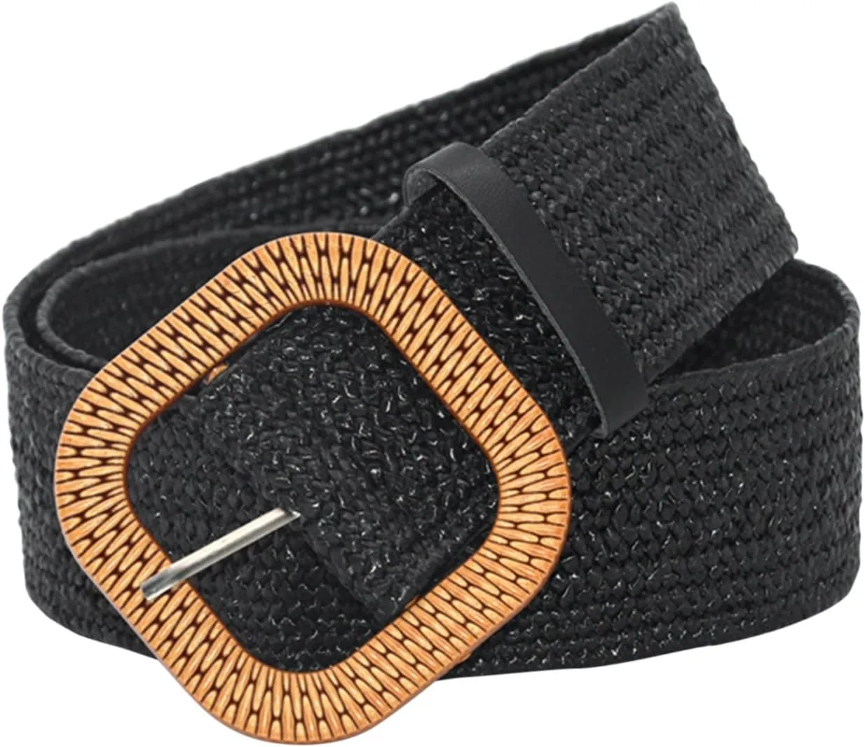 Women Belt Straw Woven Elastic Stretch Wide Waist Belts For Dresses With Buckle Sanding Belts 6x89