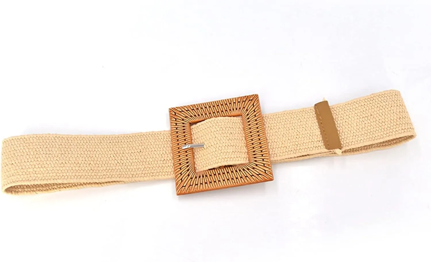 Women Elastic Woven Casual Summer Belt Stretch Belt With Wooden Buckle Ultimate Belt Referee