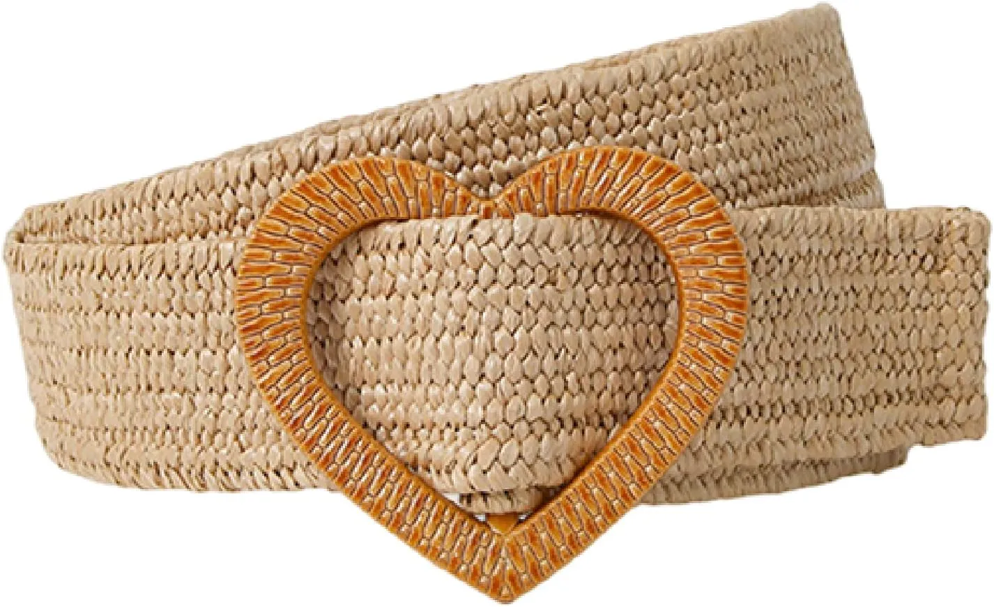 Women Straw Woven Elastic Belts for Dress Rattan Waist Band Skinny Boho Braided Dress Belt with Heart-Shaped Buckle