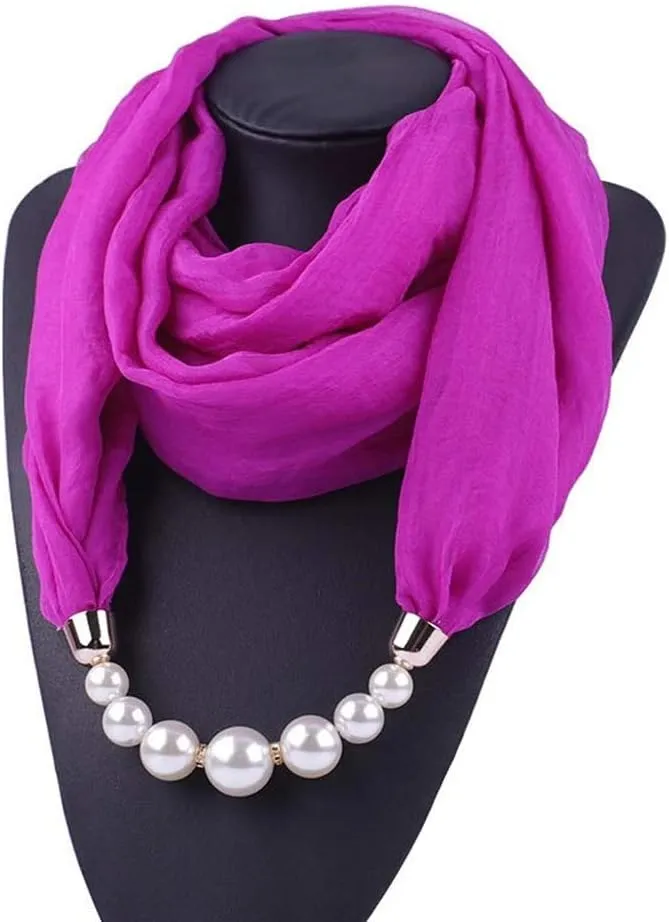 Women's Scarves Multi-purpose Unique Pendant Scarf Necklace Stylish Infinity Scarf with Jewelry Accessory