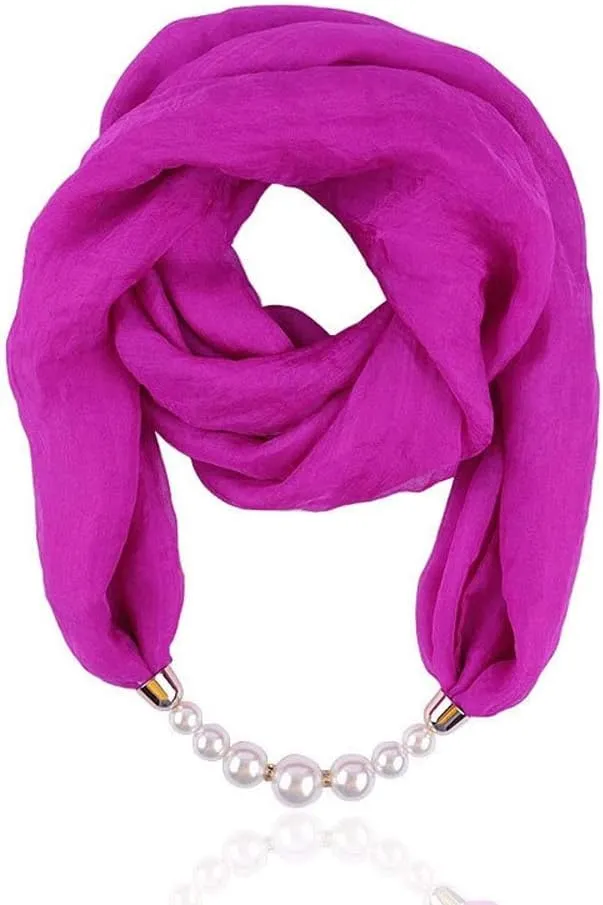 Women's Scarves Multi-purpose Unique Pendant Scarf Necklace Stylish Infinity Scarf with Jewelry Accessory