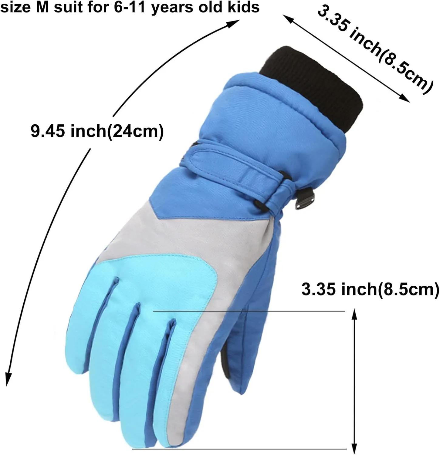 YOLAI Fashion Kids Ski Gloves for Boys Girls Winter Waterproof Insulated Skating Gloves Warm Windproof Mittens 6~15T