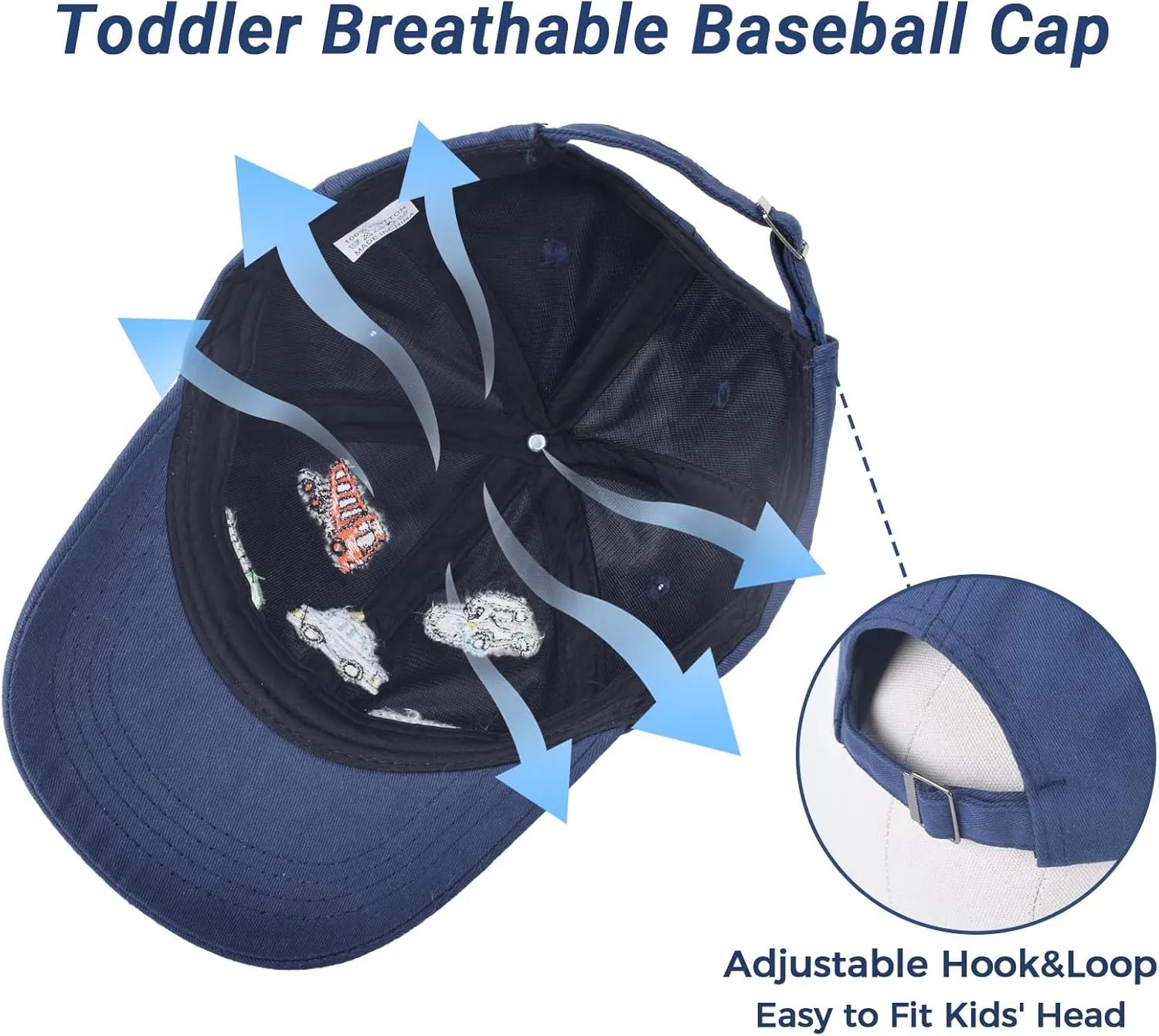 ZGDG Kids Boys Girls Baseball Cap Toddler Embroidery Car Trucker Hat Adjustable Washed Vintage Sun Fishing Hat for 3-8 Years